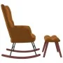 Silla mecedora con reposapiés terciopelo marrón de vidaXL, Mecedoras - Ref: Foro24-328158, Precio: 179,35 €, Descuento: %