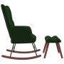 Silla mecedora con reposapiés terciopelo verde oscuro de vidaXL, Mecedoras - Ref: Foro24-328152, Precio: 176,61 €, Descuento: %