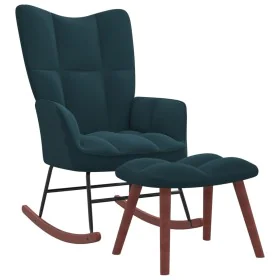 Blauer Schaukelstuhl aus Samt mit Fußstütze von vidaXL, Schaukelstühle - Ref: Foro24-328160, Preis: 143,68 €, Rabatt: %