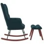 Silla mecedora con reposapiés terciopelo azul de vidaXL, Mecedoras - Ref: Foro24-328160, Precio: 144,05 €, Descuento: %