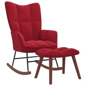 Schaukelstuhl aus rotem Samt mit Fußstütze von vidaXL, Schaukelstühle - Ref: Foro24-328155, Preis: 133,37 €, Rabatt: %
