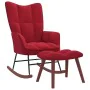 Silla mecedora con reposapiés terciopelo rojo tinto de vidaXL, Mecedoras - Ref: Foro24-328155, Precio: 133,37 €, Descuento: %