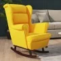 Silla mecedora patas de madera de caucho terciopelo amarillo de vidaXL, Mecedoras - Ref: Foro24-329370, Precio: 199,38 €, Des...