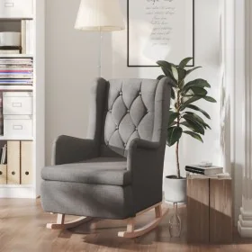 Sillón con patas mecedoras madera maciza caucho tela gris claro de vidaXL, Sillones - Ref: Foro24-329405, Precio: 200,01 €, D...