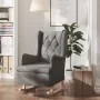 Sillón con patas mecedoras madera maciza caucho tela gris claro de vidaXL, Sillones - Ref: Foro24-329405, Precio: 200,01 €, D...