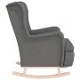 Sillón con patas mecedoras madera maciza caucho tela gris claro de vidaXL, Sillones - Ref: Foro24-329405, Precio: 200,01 €, D...