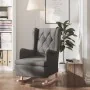 Sillón con patas mecedoras madera de caucho tela gris oscuro de vidaXL, Sillones - Ref: Foro24-329406, Precio: 201,40 €, Desc...