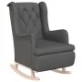 Sillón con patas mecedoras madera de caucho tela gris oscuro de vidaXL, Sillones - Ref: Foro24-329406, Precio: 201,40 €, Desc...