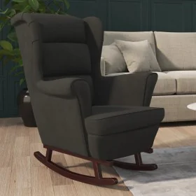 Silla mecedora con patas de madera de caucho terciopelo negro de vidaXL, Mecedoras - Ref: Foro24-329369, Precio: 233,63 €, De...