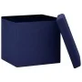Blue synthetic linen folding storage stool by vidaXL, Folding stools and chairs - Ref: Foro24-338767, Price: 25,74 €, Discoun...