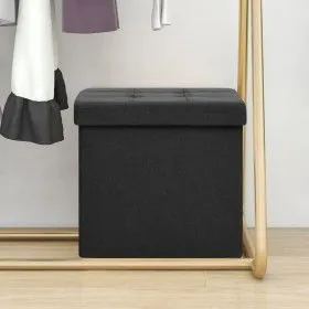 Taburete con almacenaje plegable lino sintético negro von vidaXL, Klapphocker und Stühle - Ref: Foro24-338763, Preis: 25,76 €...