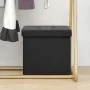 Taburete con almacenaje plegable lino sintético negro by vidaXL, Folding stools and chairs - Ref: Foro24-338763, Price: 25,76...