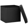 Taburete con almacenaje plegable lino sintético negro by vidaXL, Folding stools and chairs - Ref: Foro24-338763, Price: 25,76...