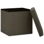 Folding stool with dark brown synthetic linen storage by vidaXL, Folding stools and chairs - Ref: Foro24-338766, Price: 22,92...