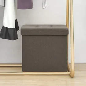 Klappbarer Aufbewahrungshocker aus braunem Synthetikleinen von vidaXL, Klapphocker und Stühle - Ref: Foro24-338765, Preis: 23...