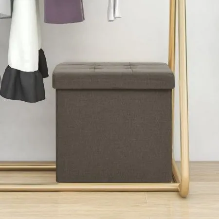 Brown synthetic linen folding storage stool by vidaXL, Folding stools and chairs - Ref: Foro24-338765, Price: 23,37 €, Discou...