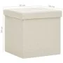 Klappbarer Hocker mit Aufbewahrung aus synthetischem Leinen in Creme Weiß von vidaXL, Klapphocker und Stühle - Ref: Foro24-33...