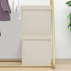 Folding storage stools 2 pcs cream synthetic linen by vidaXL, Folding stools and chairs - Ref: Foro24-338773, Price: 39,83 €,...