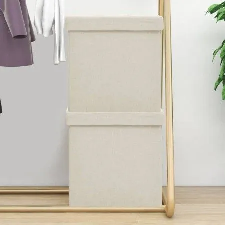 Folding storage stools 2 pcs cream synthetic linen by vidaXL, Folding stools and chairs - Ref: Foro24-338773, Price: 39,83 €,...