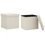Folding storage stools 2 pcs cream synthetic linen by vidaXL, Folding stools and chairs - Ref: Foro24-338773, Price: 39,83 €,...