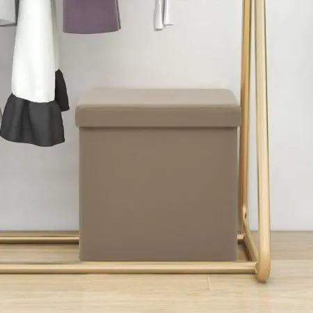 Cappuccino PVC folding storage stool by vidaXL, Folding stools and chairs - Ref: Foro24-338784, Price: 23,97 €, Discount: %