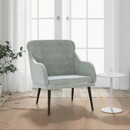 Light gray velvet armchair 63x76x80 cm by vidaXL, Armchairs - Ref: Foro24-351436, Price: 83,80 €, Discount: %