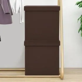 Folding storage stools 2 units brown PVC by vidaXL, Folding stools and chairs - Ref: Foro24-338787, Price: 38,27 €, Discount: %