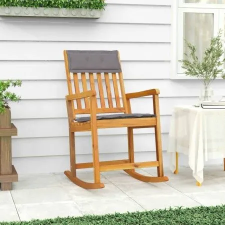 Schaukelstuhl mit Kissen aus massivem Akazienholz von vidaXL, Gartenstühle - Ref: Foro24-360026, Preis: 108,89 €, Rabatt: %