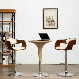 Küchenhocker, 2 Stück, gebogenes Holz, cremefarbenes Kunstleder von vidaXL, Küchenhocker - Ref: Foro24-3052712, Preis: 254,96...