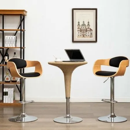 Küchenhocker, 2 Stück, gebogenes Holz, schwarzes Kunstleder von vidaXL, Küchenhocker - Ref: Foro24-3052715, Preis: 282,84 €, ...