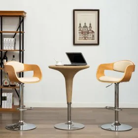 Küchenhocker, 2 Stück, gebogenes Holz, cremefarbenes Kunstleder von vidaXL, Küchenhocker - Ref: Foro24-3052714, Preis: 259,09...