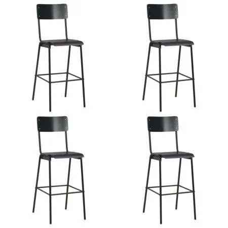 Küchenhocker 4 Stück aus Sperrholz und schwarzem Stahl von vidaXL, Küchenhocker - Ref: Foro24-3054566, Preis: 406,09 €, Rabat...