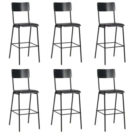 Kitchen stools 6 pcs plywood and black steel by vidaXL, Kitchen stools - Ref: Foro24-3054567, Price: 636,52 €, Discount: %