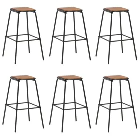 Kitchen stools 6 pcs solid pine wood and black steel by vidaXL, Kitchen stools - Ref: Foro24-3054557, Price: 273,06 €, Discou...