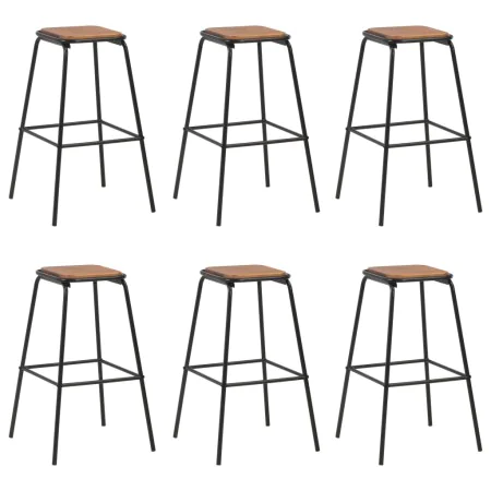 Kitchen stools 6 pcs solid pine wood and black steel by vidaXL, Kitchen stools - Ref: Foro24-3054557, Price: 273,05 €, Discou...