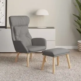Relaxation armchair with light gray fabric stool by vidaXL, Armchairs - Ref: Foro24-3097750, Price: 150,10 €, Discount: %
