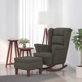 Rocking chair with wooden legs and dark gray velvet stool by vidaXL, Rocking chairs - Ref: Foro24-3121231, Price: 287,67 €, D...
