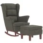 Rocking chair with wooden legs and dark gray velvet stool by vidaXL, Rocking chairs - Ref: Foro24-3121231, Price: 287,67 €, D...