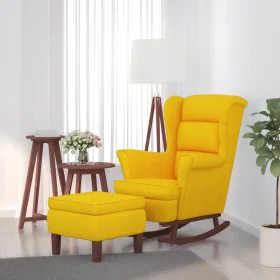 Rocking chair with wooden legs and yellow velvet stool by vidaXL, Rocking chairs - Ref: Foro24-3121237, Price: 255,30 €, Disc...
