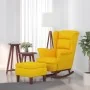 Sillón mecedora patas madera y taburete terciopelo amarillo de vidaXL, Mecedoras - Ref: Foro24-3121237, Precio: 255,30 €, Des...