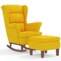 Sillón mecedora patas madera y taburete terciopelo amarillo de vidaXL, Mecedoras - Ref: Foro24-3121237, Precio: 255,30 €, Des...