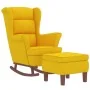 Sillón mecedora patas madera y taburete terciopelo amarillo de vidaXL, Mecedoras - Ref: Foro24-3121237, Precio: 255,30 €, Des...