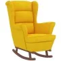 Sillón mecedora patas madera y taburete terciopelo amarillo de vidaXL, Mecedoras - Ref: Foro24-3121237, Precio: 255,30 €, Des...