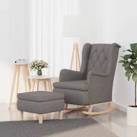 Sillón con patas mecedoras y taburete de tela gris claro de vidaXL, Sillones - Ref: Foro24-3121272, Precio: 267,85 €, Descuen...