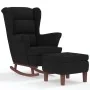 Sillón mecedora patas madera y taburete terciopelo negro de vidaXL, Mecedoras - Ref: Foro24-3121236, Precio: 279,46 €, Descue...
