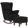 Sillón mecedora patas madera y taburete terciopelo negro de vidaXL, Mecedoras - Ref: Foro24-3121236, Precio: 279,46 €, Descue...
