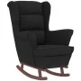 Sillón mecedora patas madera y taburete terciopelo negro de vidaXL, Mecedoras - Ref: Foro24-3121236, Precio: 279,46 €, Descue...