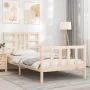 Bed frame with solid wood headboard 90x190 cm by vidaXL, Beds and slatted bases - Ref: Foro24-3191936, Price: 89,71 €, Discou...
