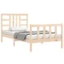 Bed frame with solid wood headboard 90x190 cm by vidaXL, Beds and slatted bases - Ref: Foro24-3191936, Price: 89,71 €, Discou...