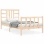 Bed frame with solid wood headboard 90x200 cm by vidaXL, Beds and slatted bases - Ref: Foro24-3191956, Price: 86,83 €, Discou...